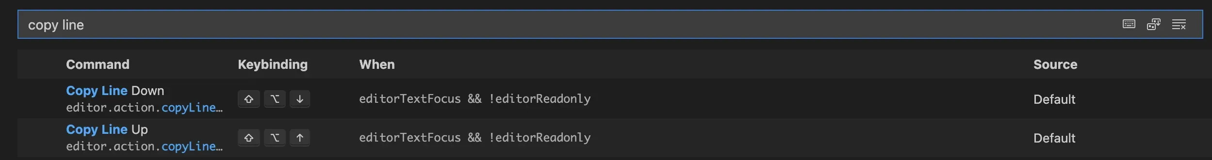 copy-line keyboard short cut