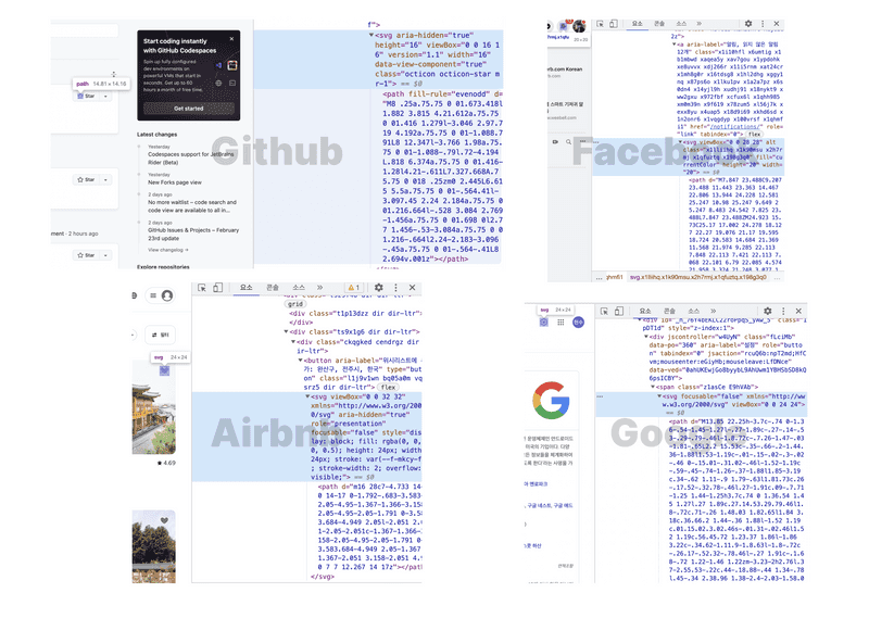 google, facebook, airbnb, github...