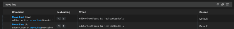 move-line keyboard short cut